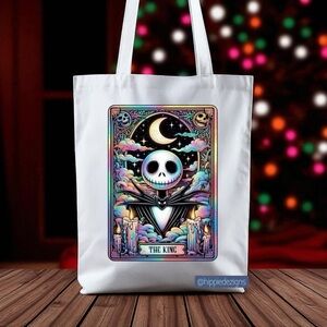 White Tote Bag Jack Skeleton